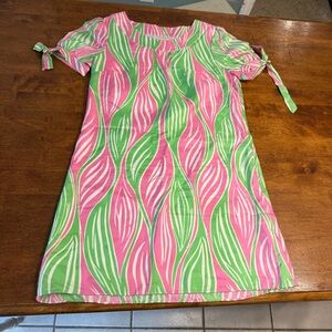 Lilly Pulitzer Pink and Green 100% silk dress size 6